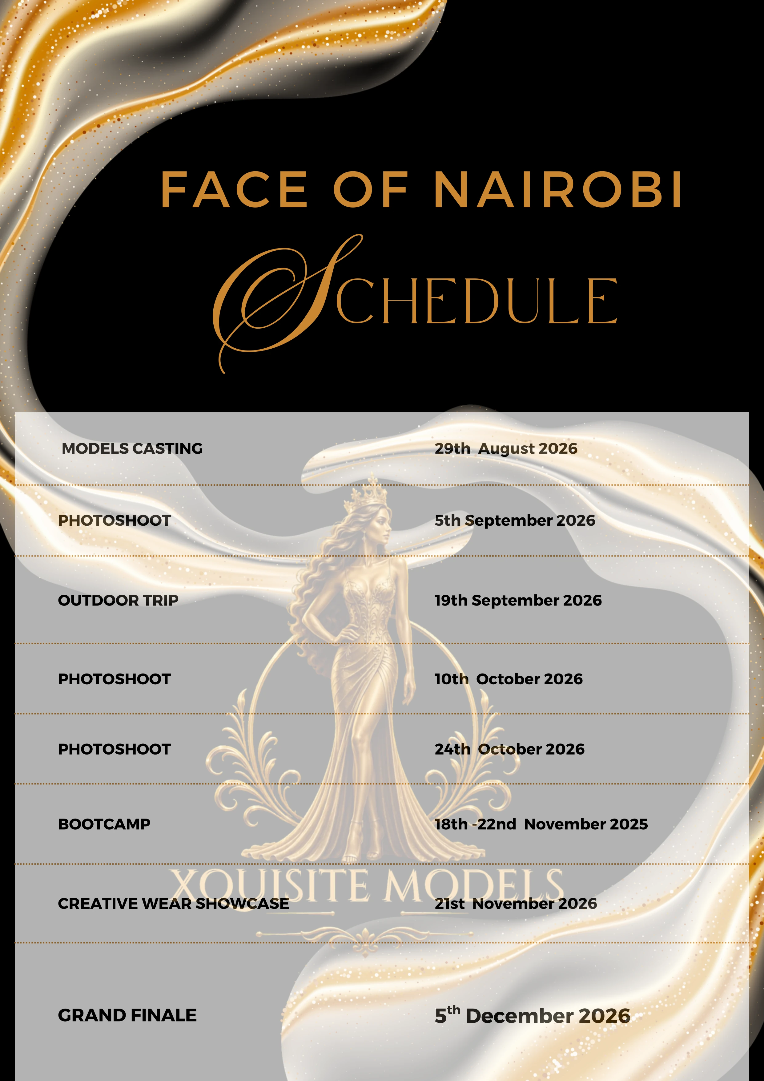 Face Of Nairobi Schedule
